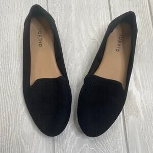 Torrid Black Faux Suede Perforated Slip On Loafers Size 8 Extra Wide